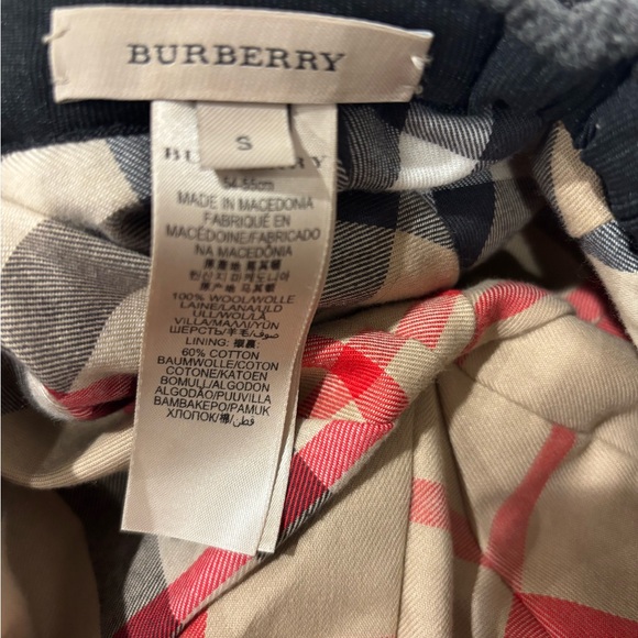 Burberry Gray Wool Hat with Classic Check Lining